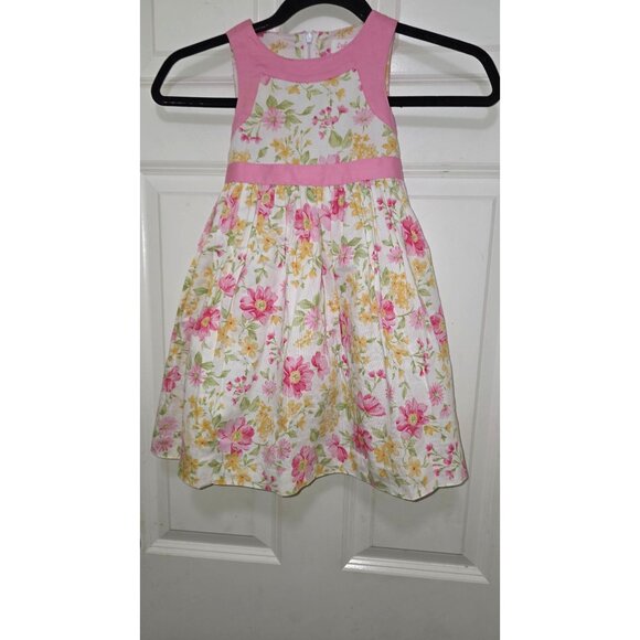 Lydia Jane Girl Pink & Floral Sleeveless Dress With Bow Accent Size 3T - Picture 2 of 5